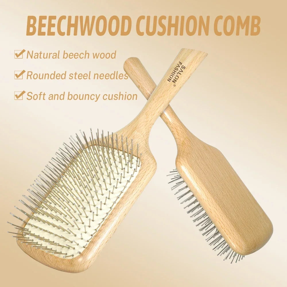 Wooden Air Cushion Massage Comb – Anti-Static Hair Care