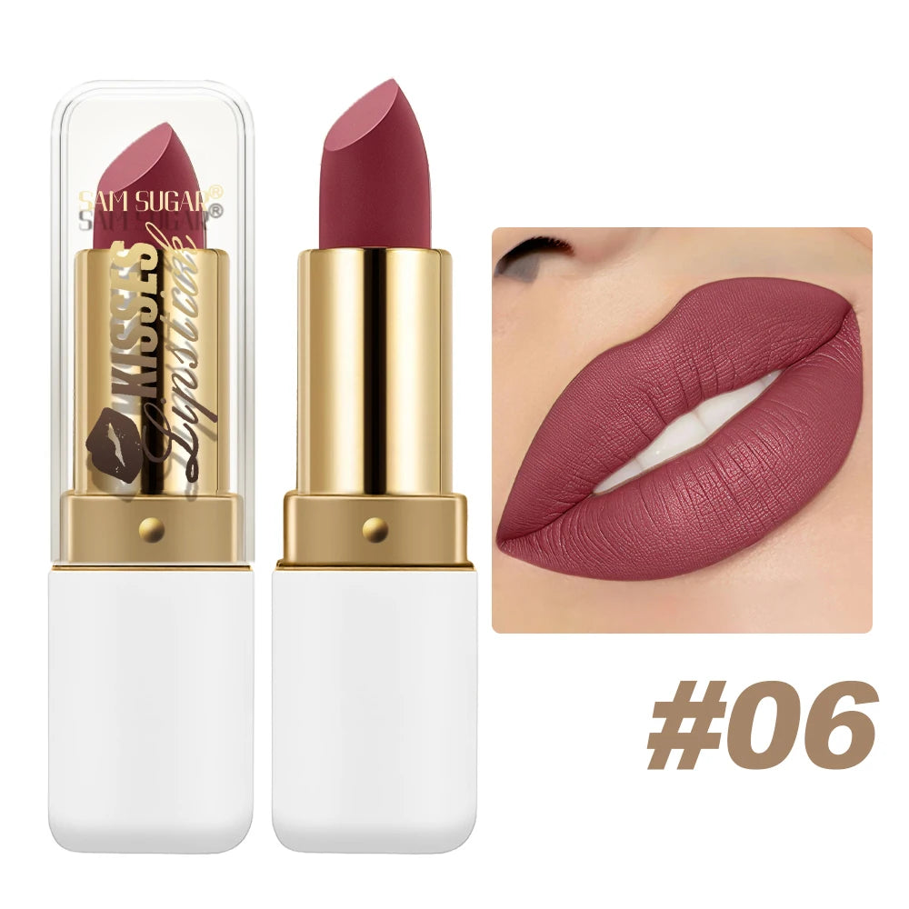 SAM SUGAR Metallic Matte Lipstick – Waterproof Pearlescent Gloss