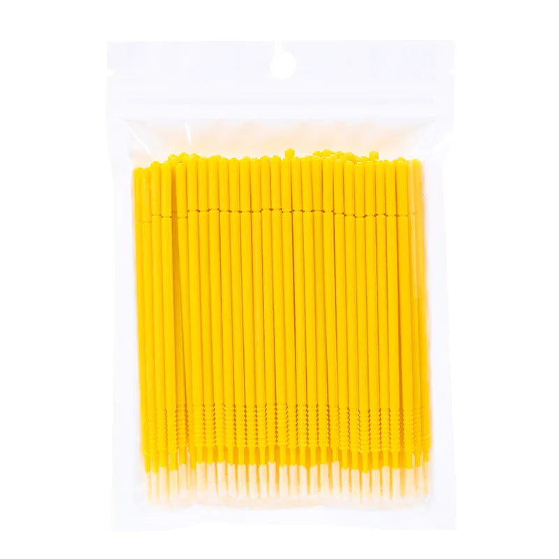 100pcs Microbrush Eyelash Extension Applicator Brushes Lash Applicator Brush PRIMED 100pcs yellow
