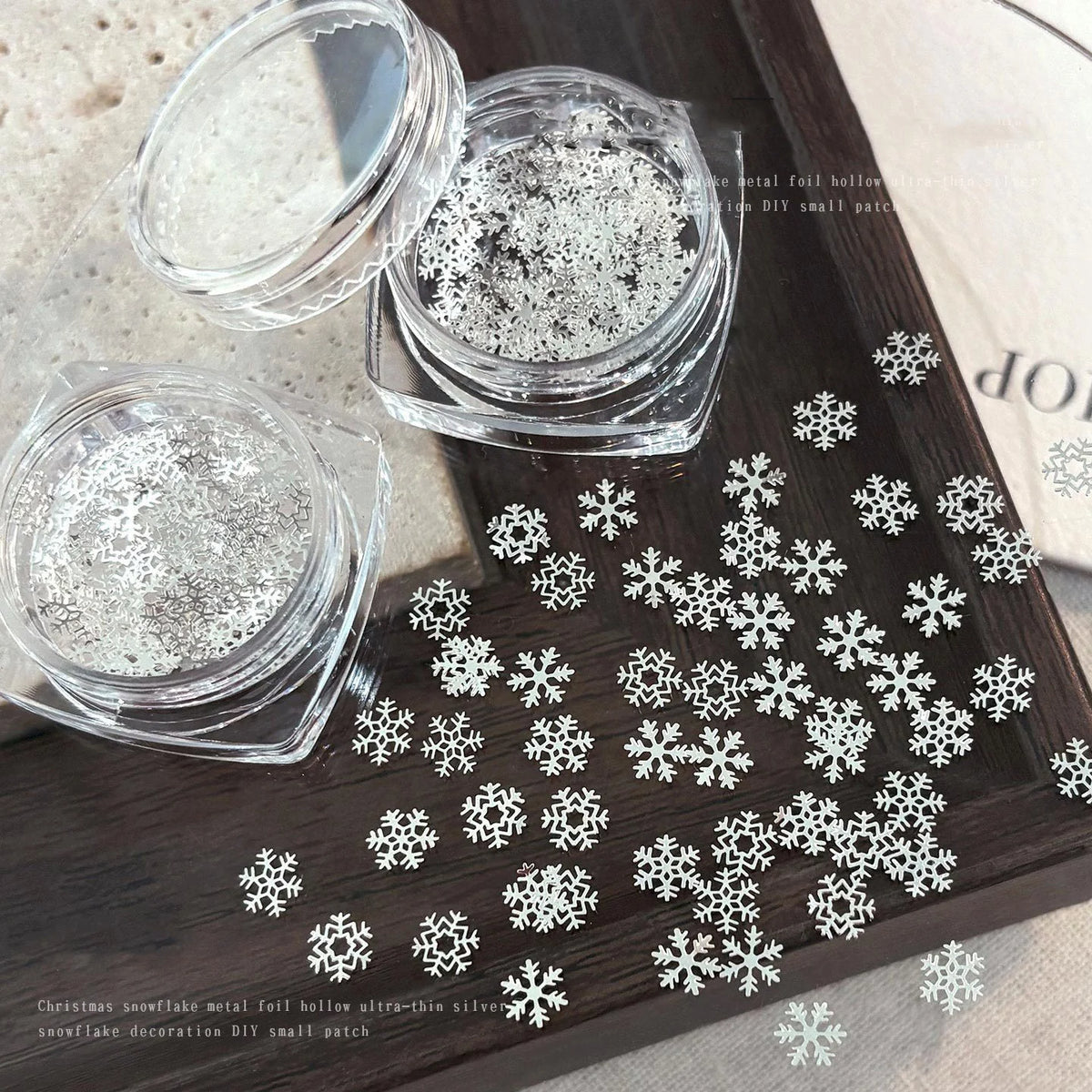 Silver Snowflake Nail Charms 50pcs – Hollow Metal Flatback Art Nail Art Charms PRIMED 50 pieces per box