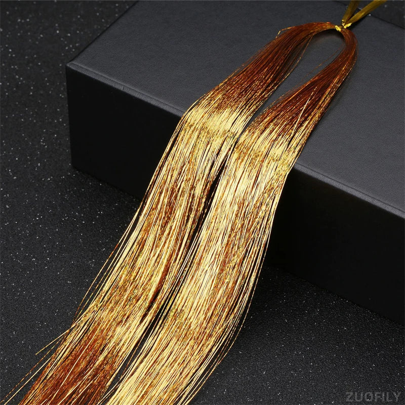 Holographic Hair Tinsel Extensions – Rainbow Glitter Strands Hair Tinsel Extensions PRIMED Champagne
