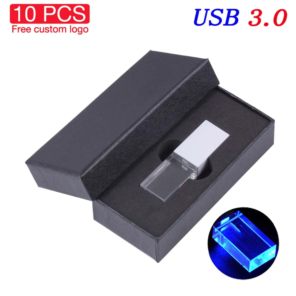 10-Pack Crystal USB 3.0 Flash Drive | Free Custom Logo 4–128GB USB Flash Drive PRIMED 4GB Silver with box CN
