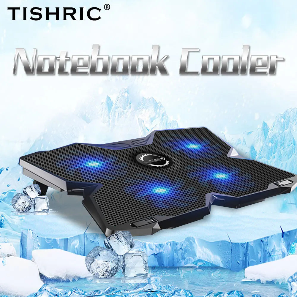 TISHRIC Laptop Cooling Pad – 4 Quiet Fans & USB Ports Laptop Cooling Pad PRIMED