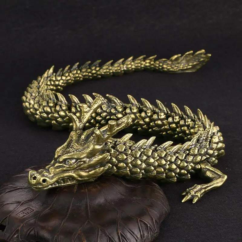 3D Movable Alloy Dragon Statue | Antique Desktop Ornament Dragon Figurine Ornament PRIMED