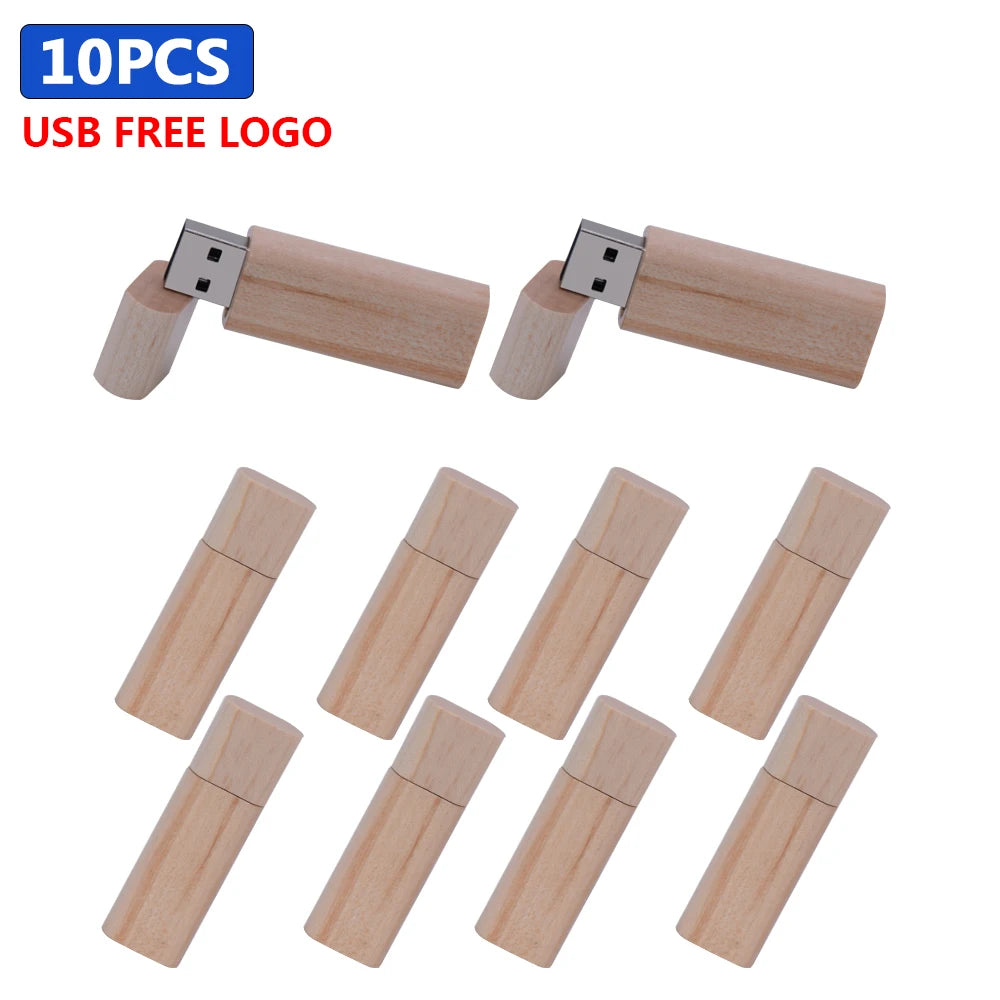 Wooden USB Flash Drive Custom Logo Bulk 4GB–64GB | 10/30/50 Pack