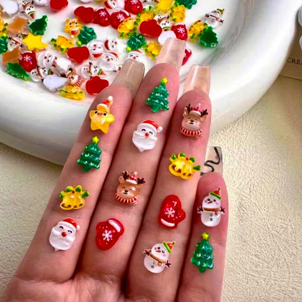 Christmas Nail Art Charms 30/50pcs – Xmas Manicure Decor Nail Art Charms PRIMED