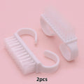 White Nail Cleaning Brush Set – Finger-Ring Manicure Tool Nail Cleaning Brush PRIMED 2pcs Nail Brush