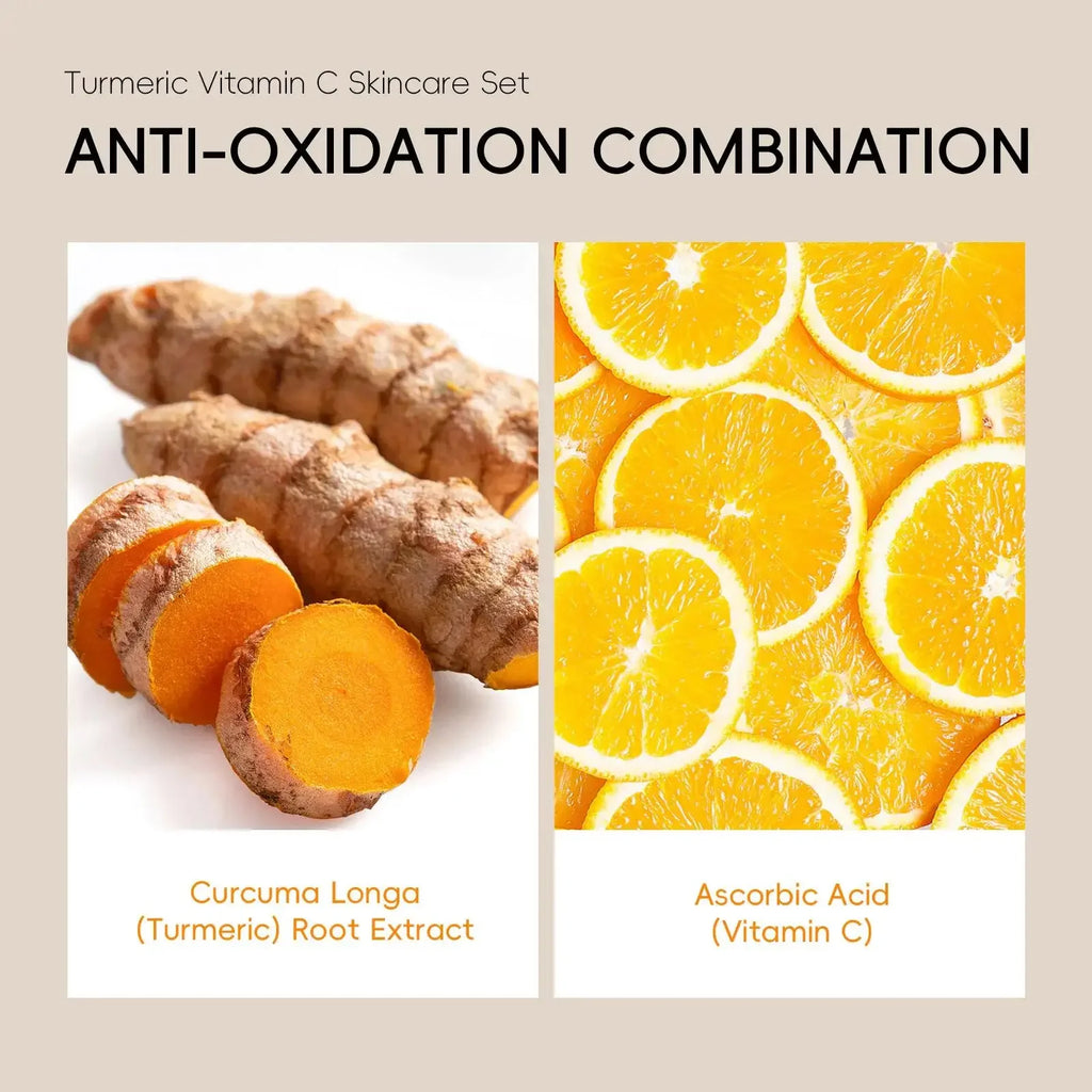 Vitamin C Turmeric 5-Piece Facial Skincare Set | Hydrating Kit