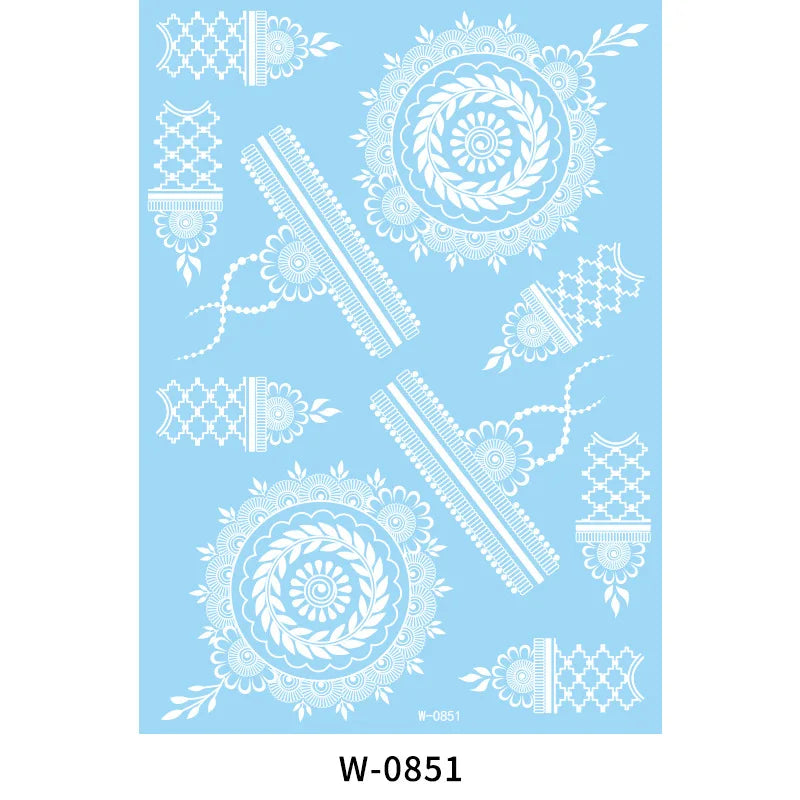 White Henna Flower Temporary Tattoo Sticker – Body Art