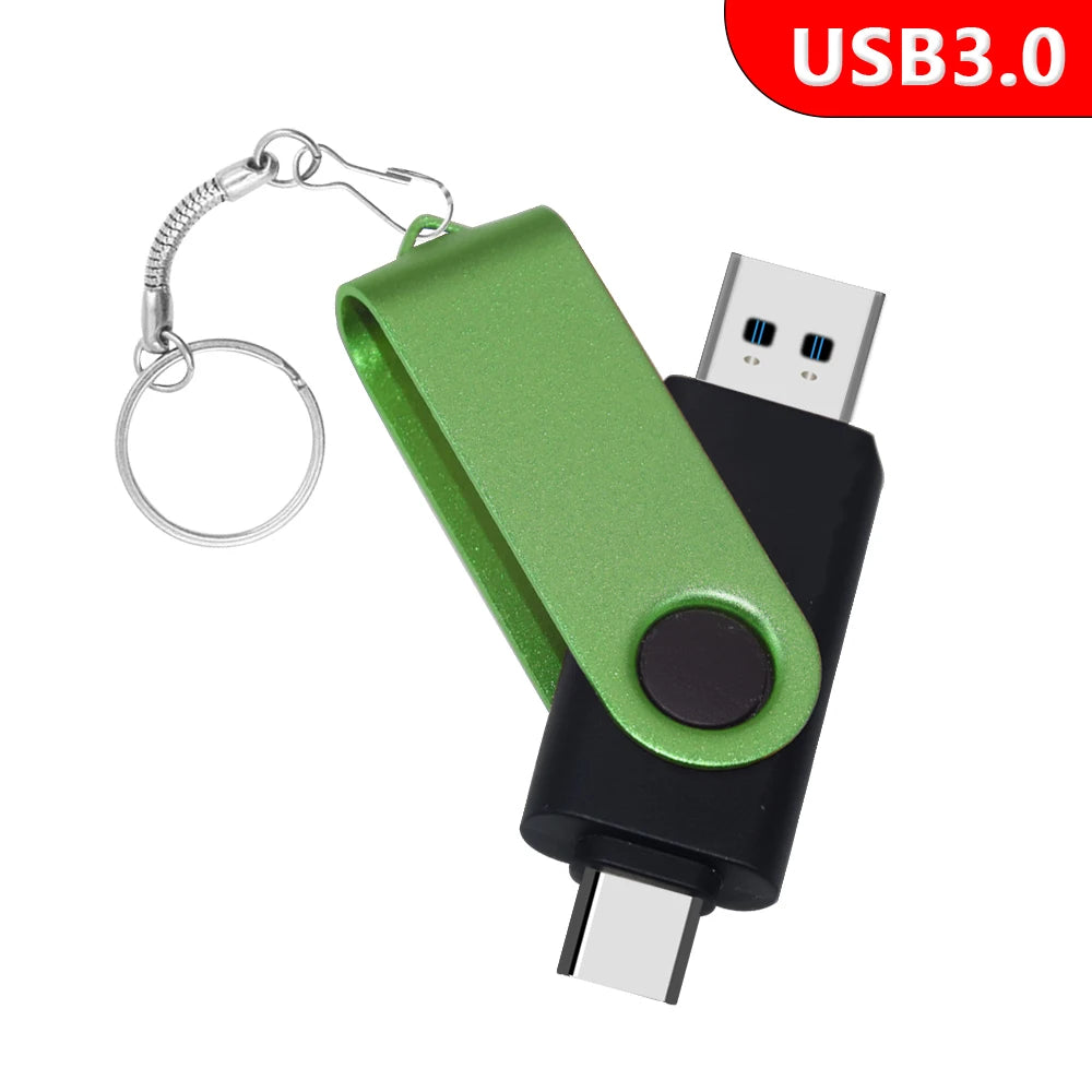 2-in-1 USB-C & USB 3.0 Flash Drive 360° Rotate | 16–128GB USB Flash Drive PRIMED 128 GB Green USB 3.0