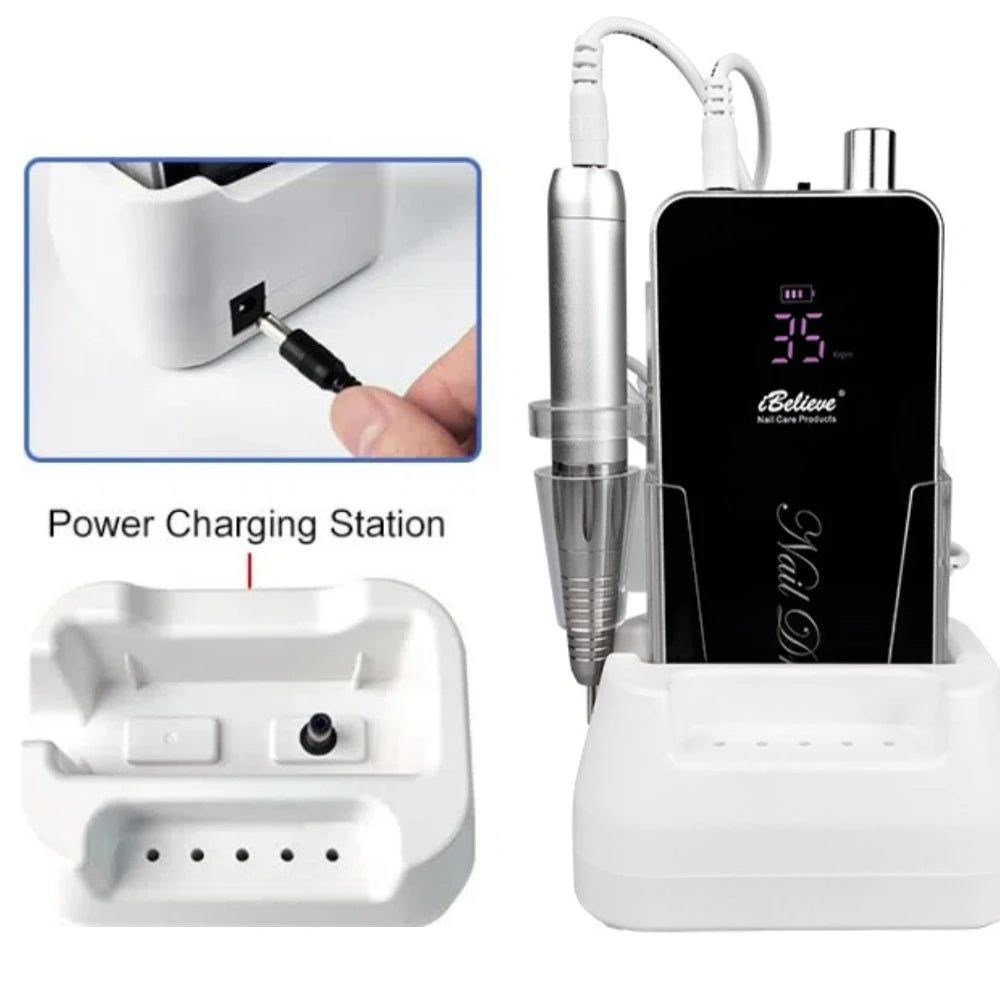 Rechargeable Electric Nail Drill Machine – 35000 RPM Pro Set