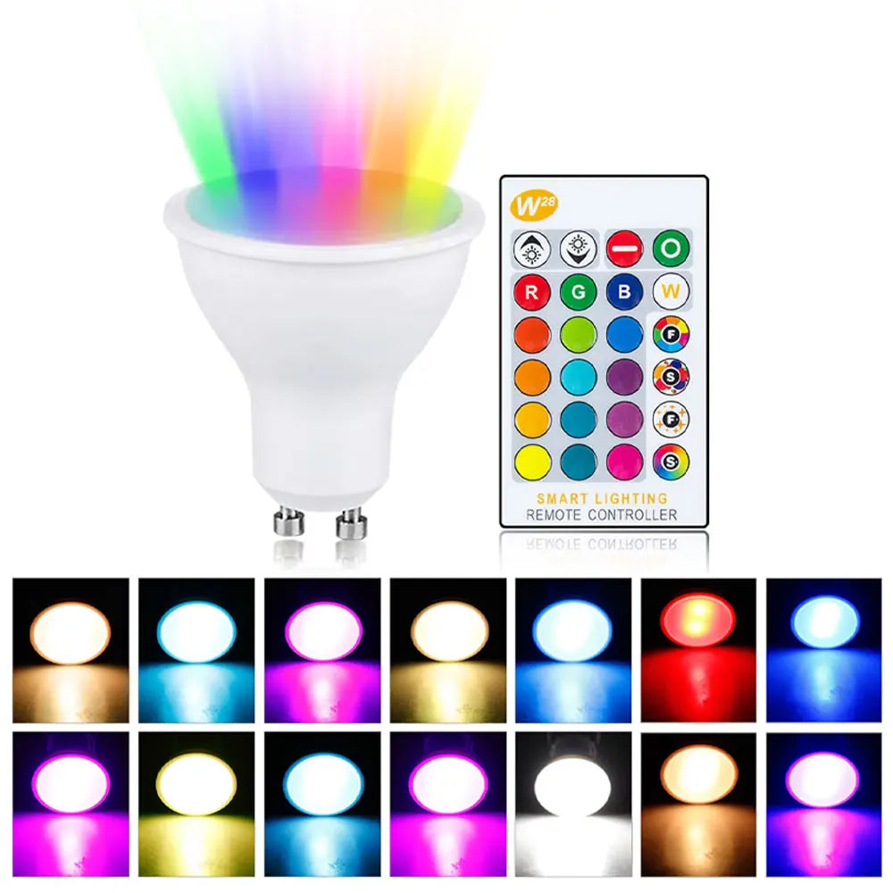 GU10 RGBW 10W Dimmable LED Spotlight – 16 Colors IR Remote LED Spotlight Bulb PRIMED RGB white