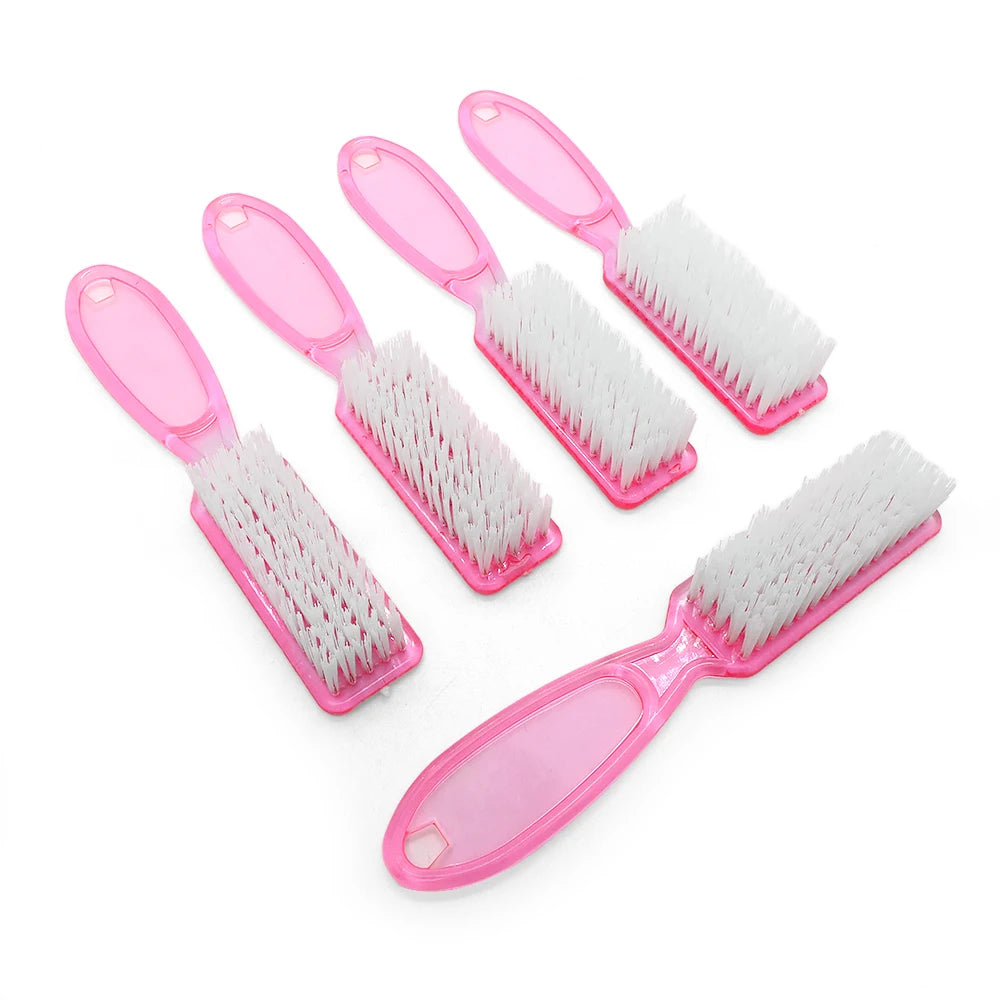 Transparent Pink Nail Brushes Ergonomic Handle | 2/5/10 Pack