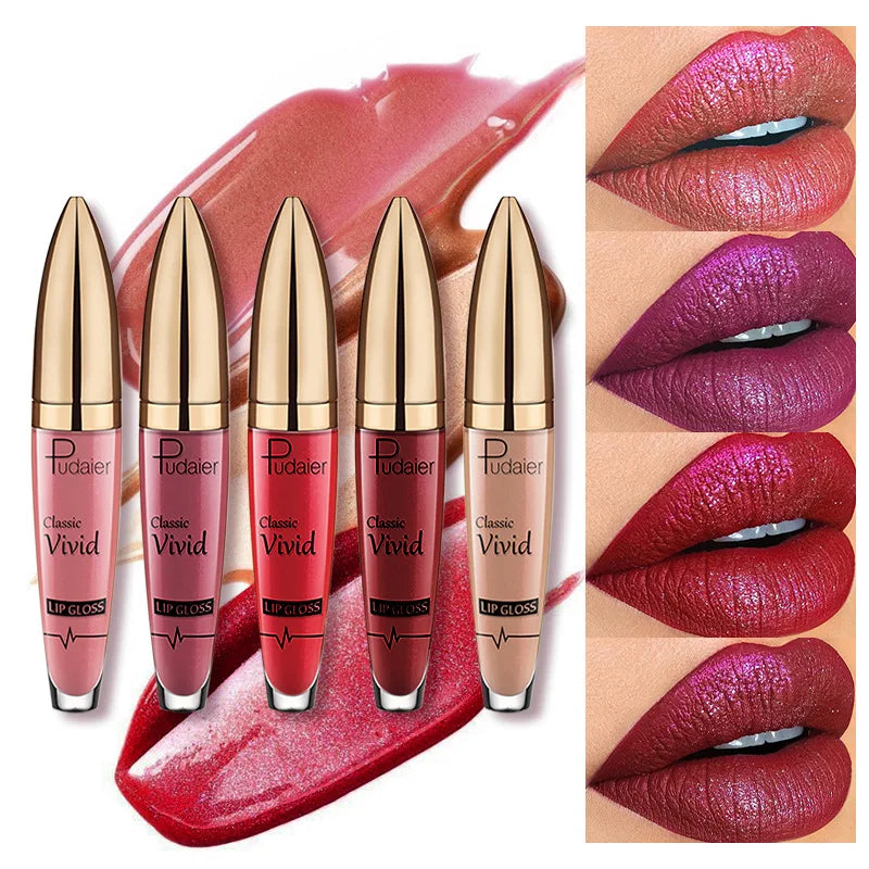 Pudaier Glitter Lip Gloss – Diamond Shimmer Metallic Lipstick
