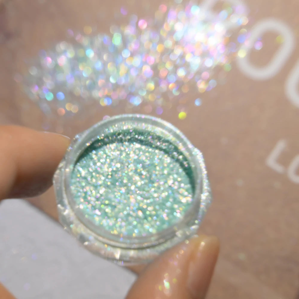 Opal Iridescent Nail Glitter Powder – 6 Neon Mirror Colors