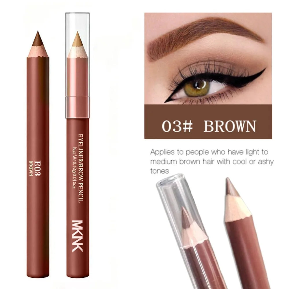 Wooden 2-in-1 Waterproof Eyebrow & Eyeliner Pencil – 3 Colors