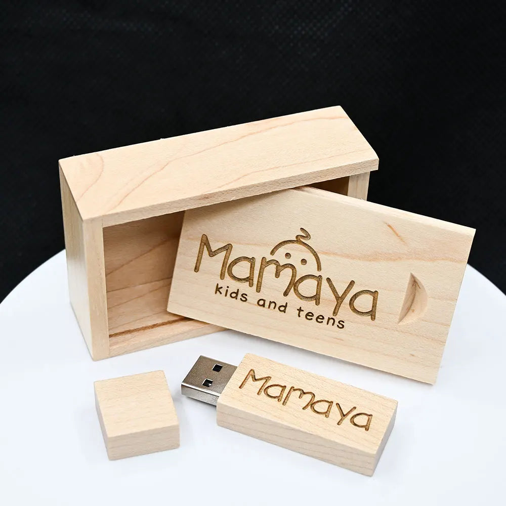 10-Pack Wooden USB 3.0 Flash Drives | Custom Logo 4–128GB USB Flash Drive Set PRIMED