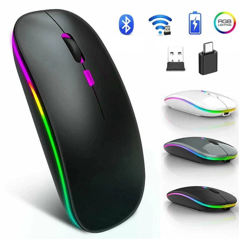 Wireless Bluetooth RGB Mouse – Silent, Rechargeable, LED Backlit Wireless Gaming Mouse PRIMED