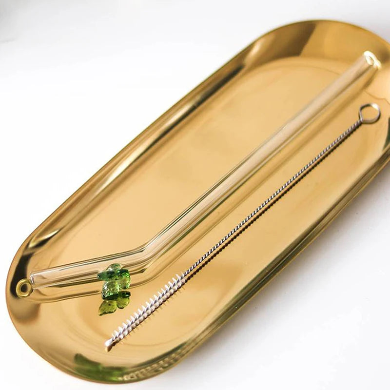 Butterfly Glass Straw Reusable Eco-Friendly + Cleaning Brush
