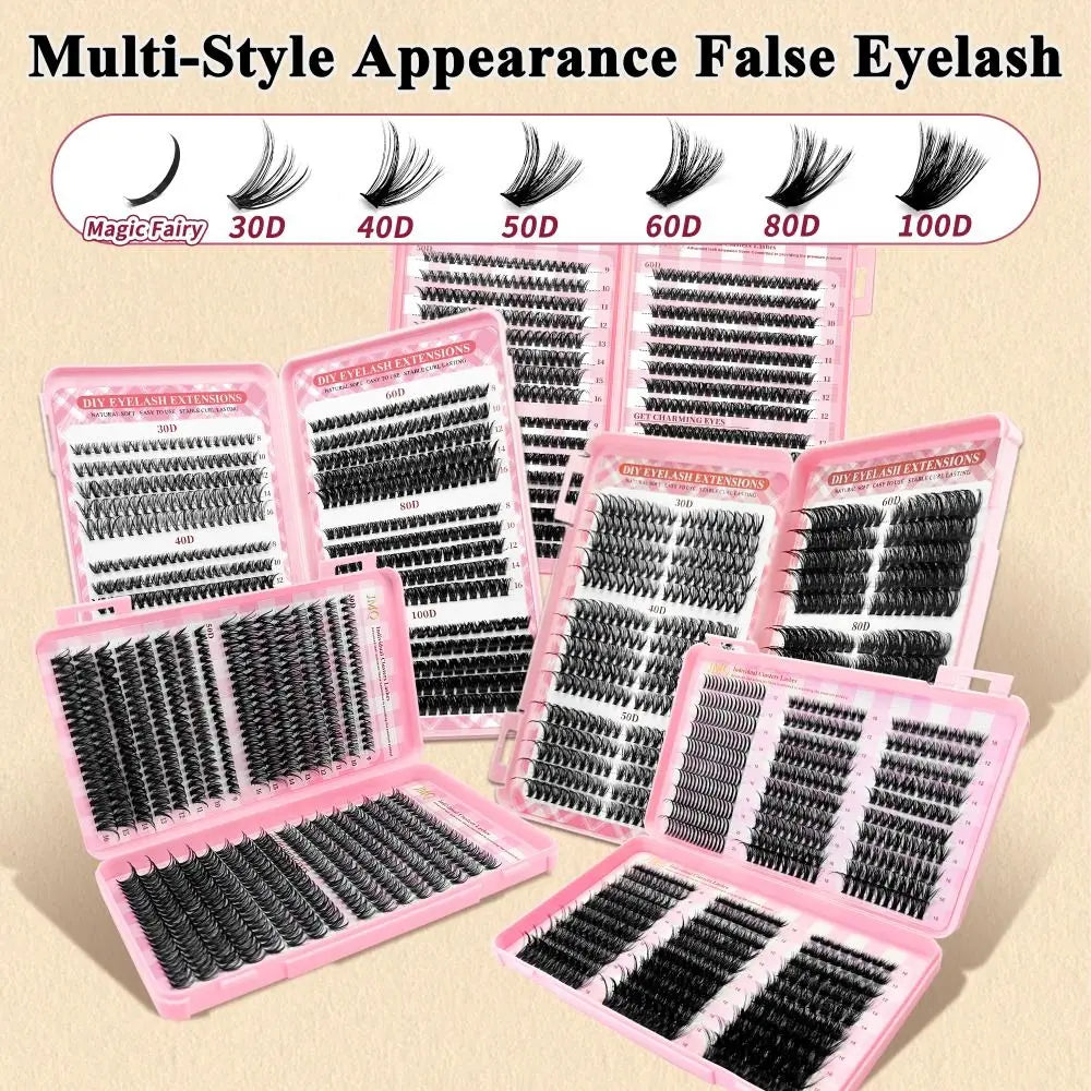 3D Faux Mink Wispy Cluster False Eyelashes 9–16mm V-Shape False Eyelashes PRIMED