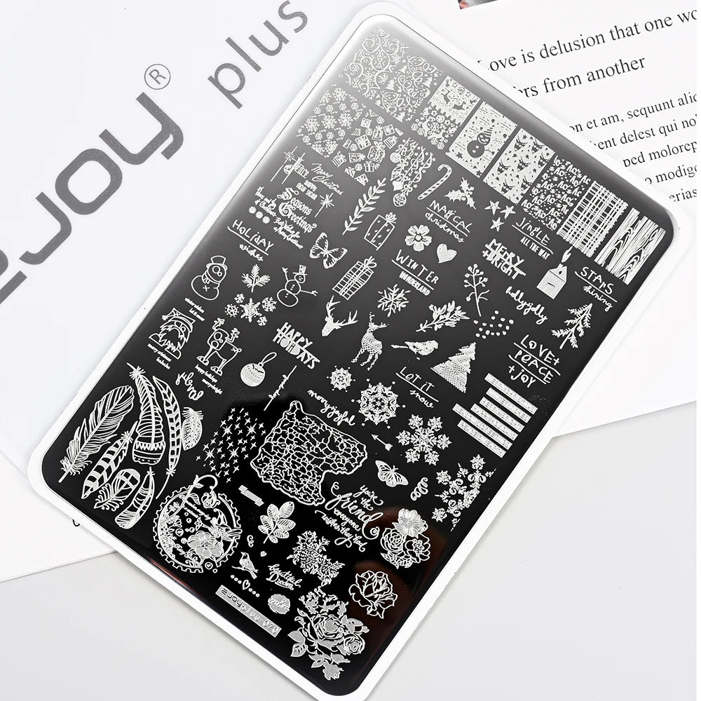 MAFANAILS Big Nail Stamping Plate – Geometry, Animals & Floral Nail Stamping Plate PRIMED TL-Plus070
