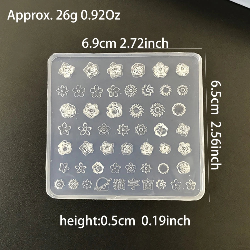 3D Floral Silicone Nail Art Mold – Rose & Mixed Flower DIY