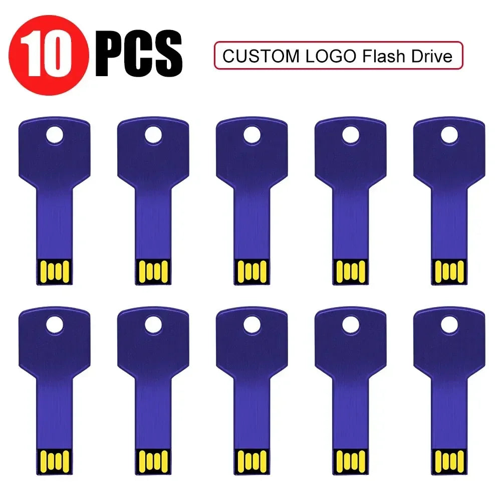 10-Pack Custom Logo Key USB 2.0 Flash Drives – 4GB to 128GB USB Flash Drive PRIMED 2GB Purple-10PCS