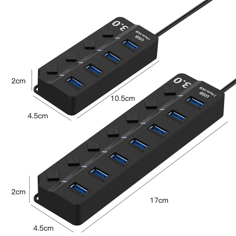 UTHAI 7-Port USB 3.0 Hub – High-Speed Laptop Splitter