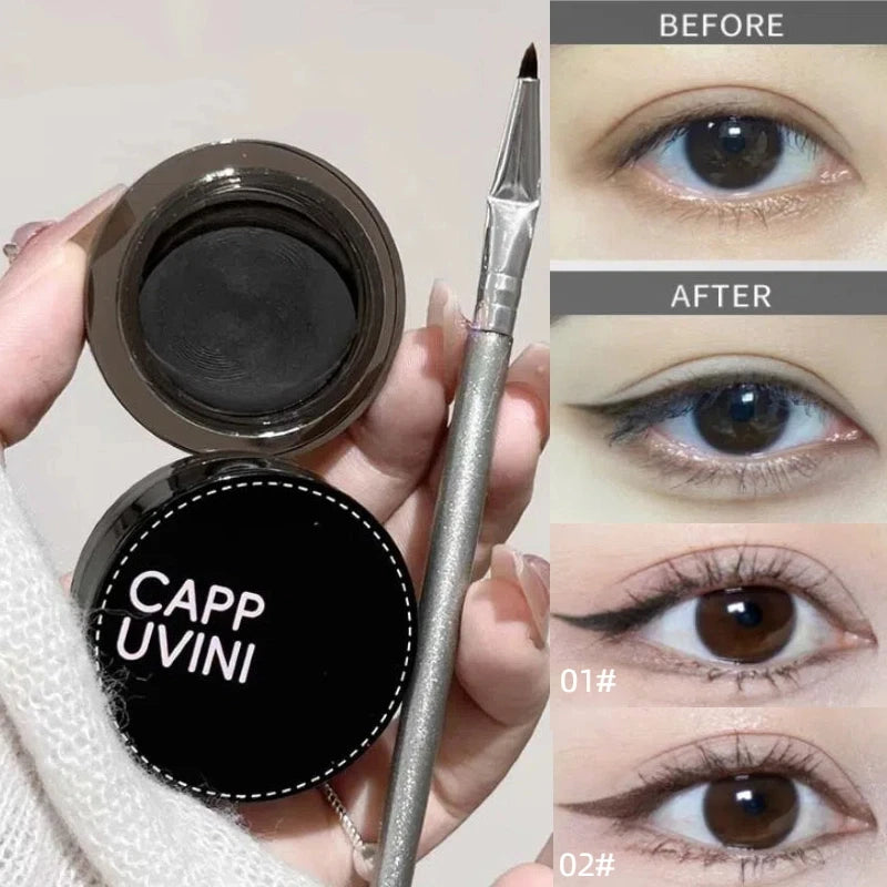 Waterproof Eyeliner Gel Cream with Brush | Long-Lasting Matte