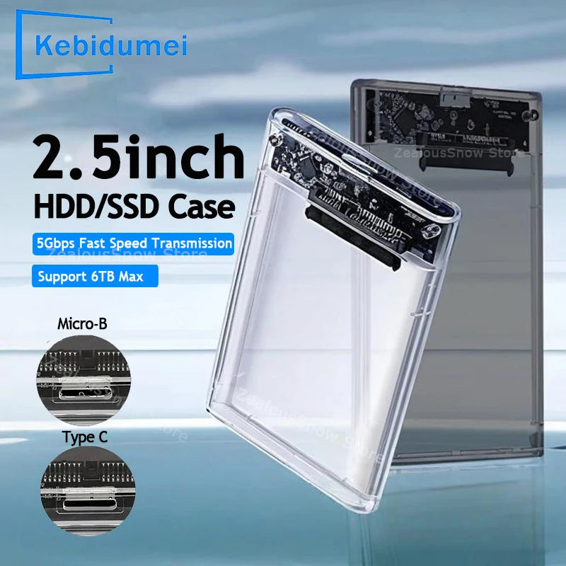 2.5" SATA USB-C Hard Drive Enclosure 6TB 5Gbps UASP Type-C Hard Drive Enclosure PRIMED