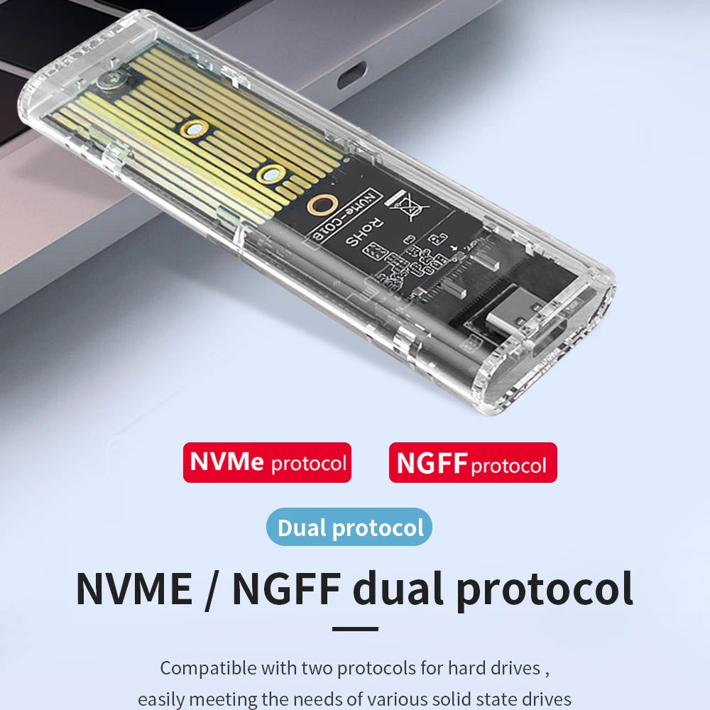 TISHRIC M.2 NVMe NGFF SSD Enclosure USB 3.1 Type-C 10Gbps SSD Enclosure PRIMED