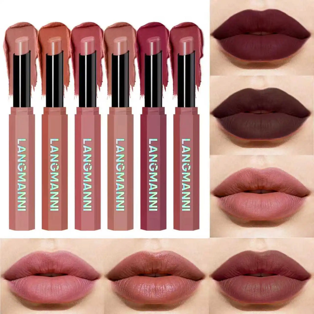 Langmanni Velvet Matte Lipstick Pencil – 12 Colors, Waterproof