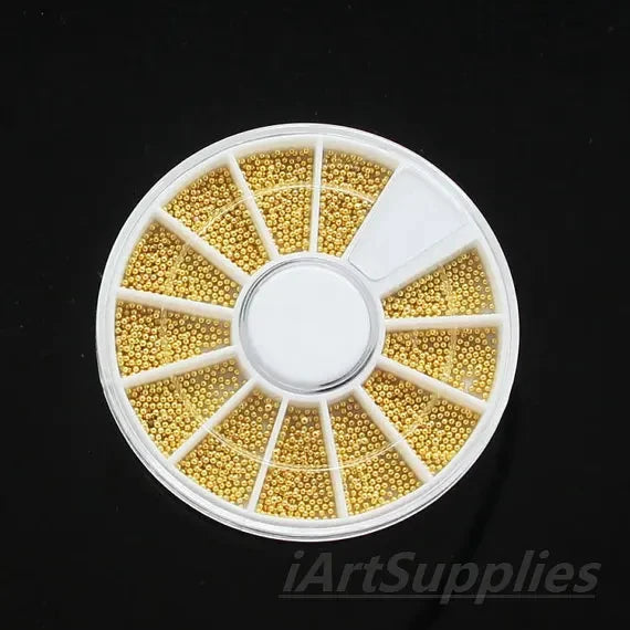 Nail Art Metal Round Beads 0.8–3.0mm Gold Silver | 12-Grid Box Nail Art Beads PRIMED ZP058