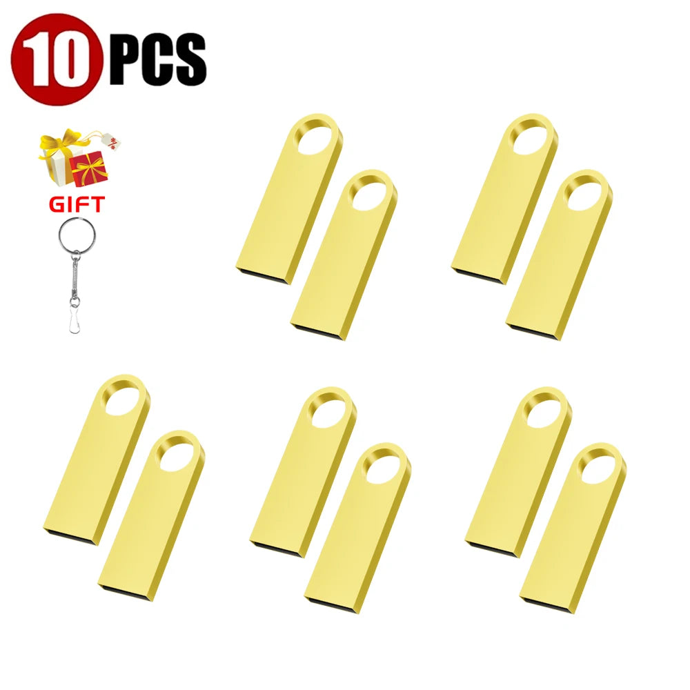 10-Pack Custom Logo Metal USB Flash Drives 128MB–128GB USB Flash Drive PRIMED 128GB X 10PCS Gold CN