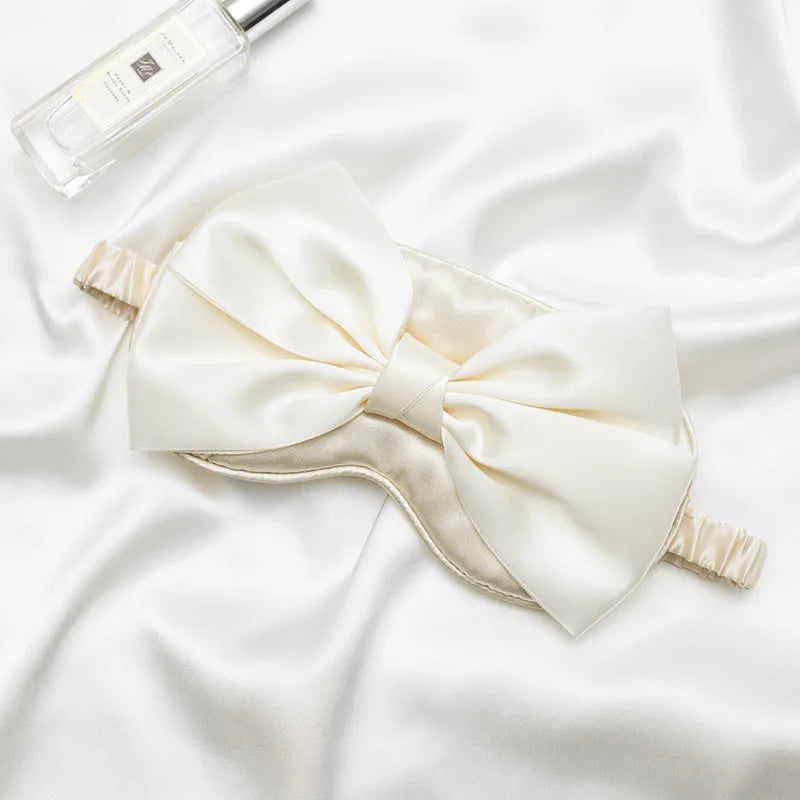 Silk Bow Sleep Eye Mask for Women – Light-Blocking & Travel