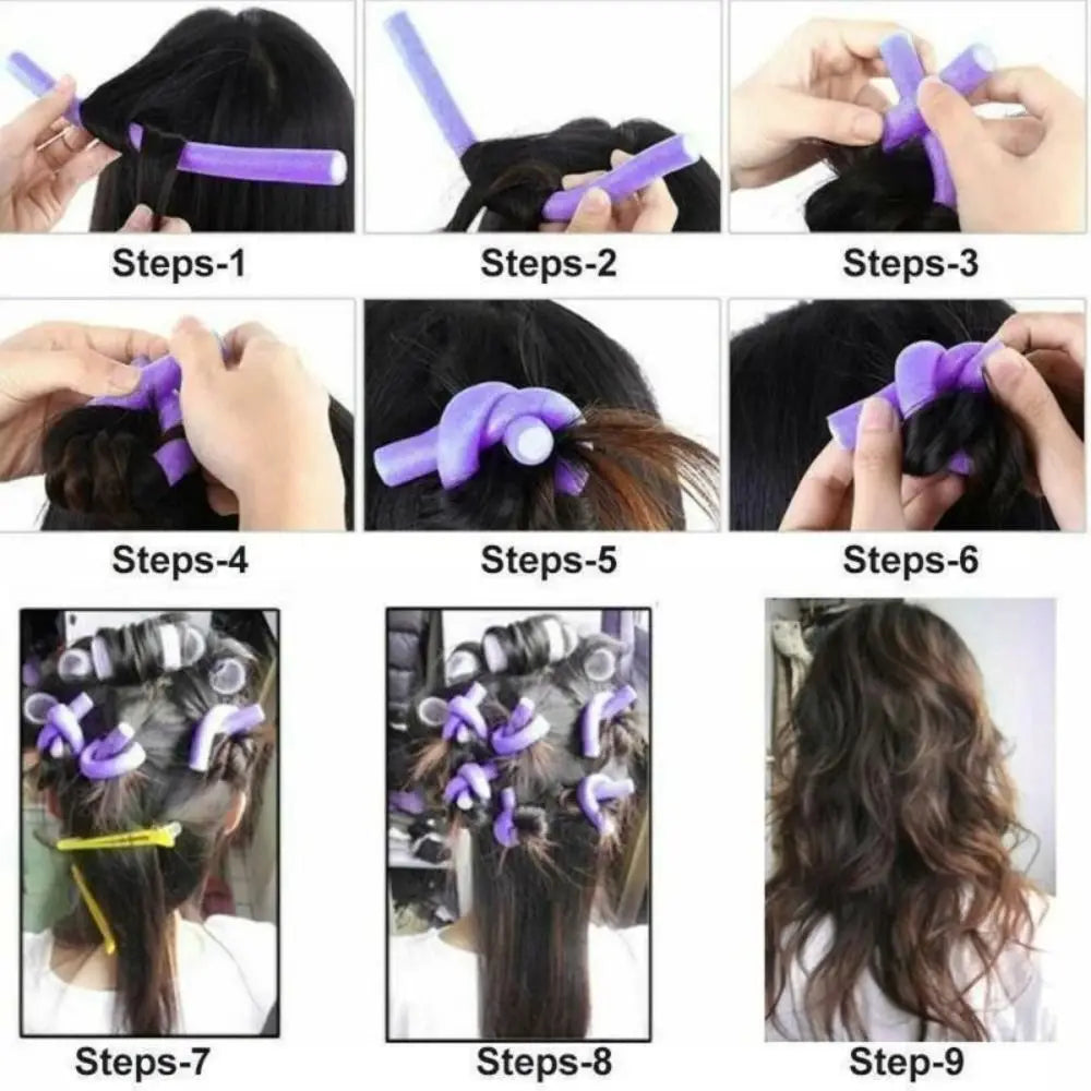 10-Pack Bendy Foam Hair Curlers – Heatless DIY Curl Rollers