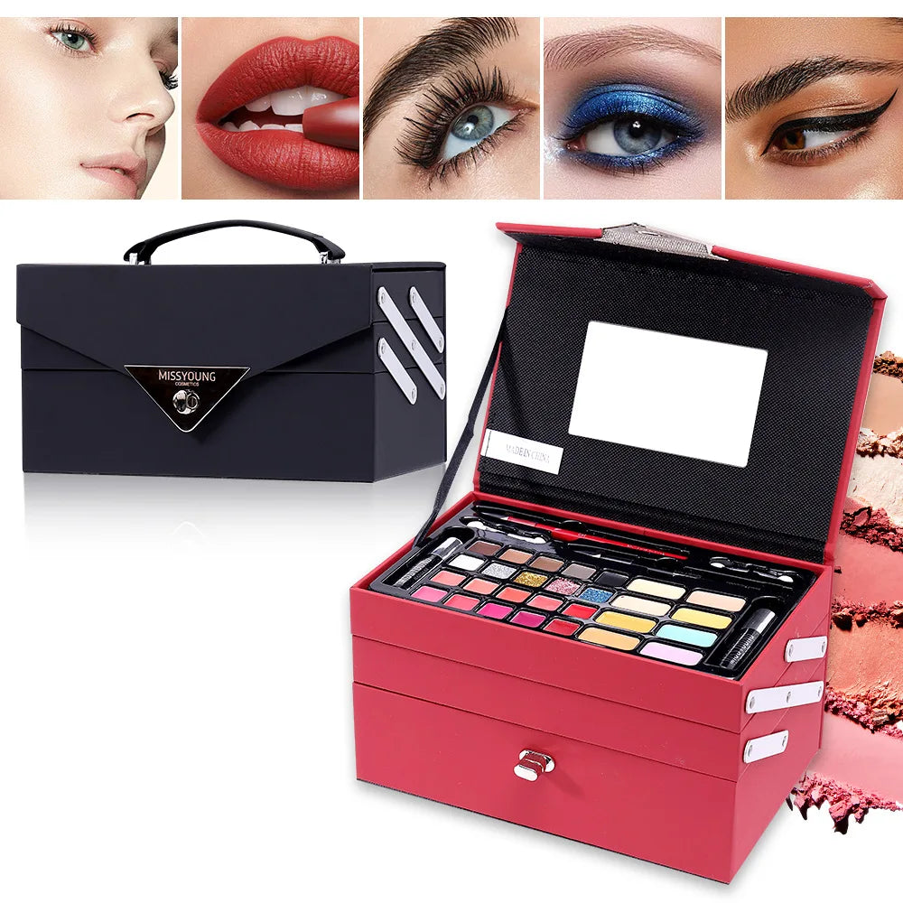 Women's Full Makeup Gift Set – Eyeshadow, Lipstick & Brushes