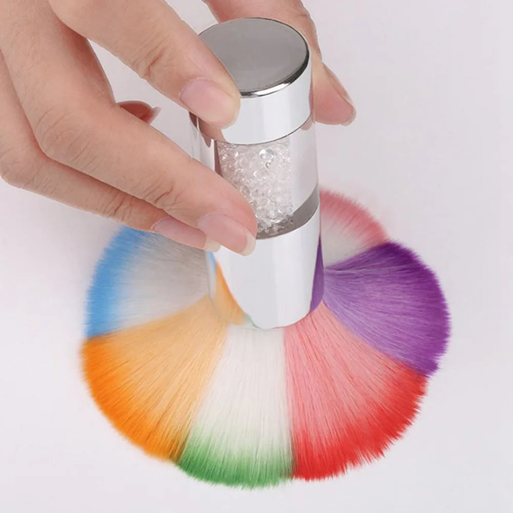 Petal Pattern Nail Dust Brush – Rhinestone Metal Handle