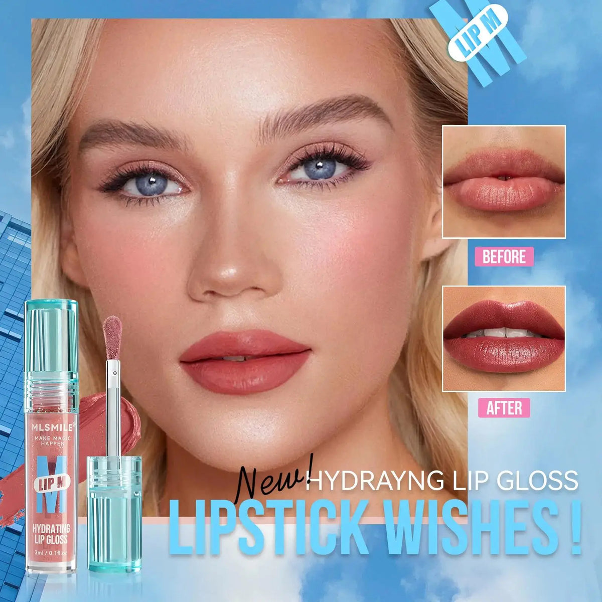 MLSMILE Pearl Nude Lip Gloss – Waterproof Moisturizing Glaze Lip Gloss PRIMED