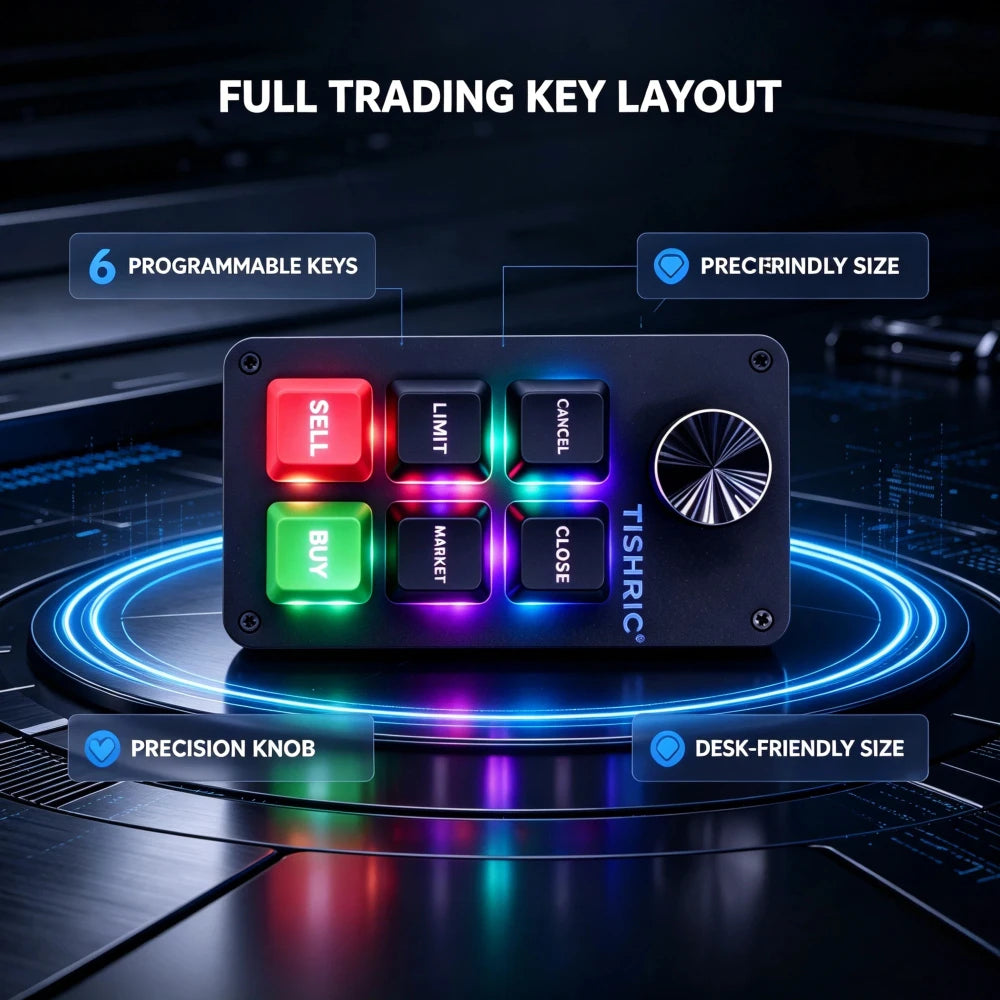 TISHRIC RGB Macro Keypad 6 Keys 1 Knob – Mechanical Mini Keyboard Macro Mechanical Keypad PRIMED
