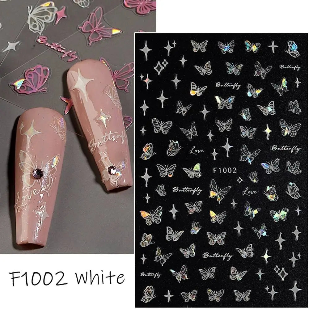Y2K Laser Nail Stickers – Glitter Butterfly Nail Art Decals
