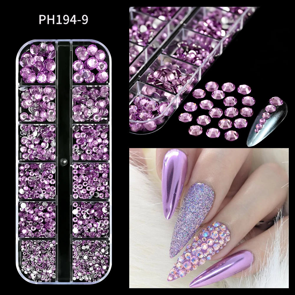 2000Pcs Flat Back Crystal Rhinestones Mix SS6–SS30 Nail Art Nail Art Rhinestones PRIMED 09