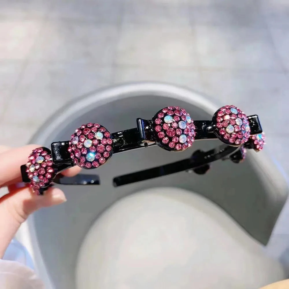 Rhinestone Crystal Double-Layer Clip Headband for Women