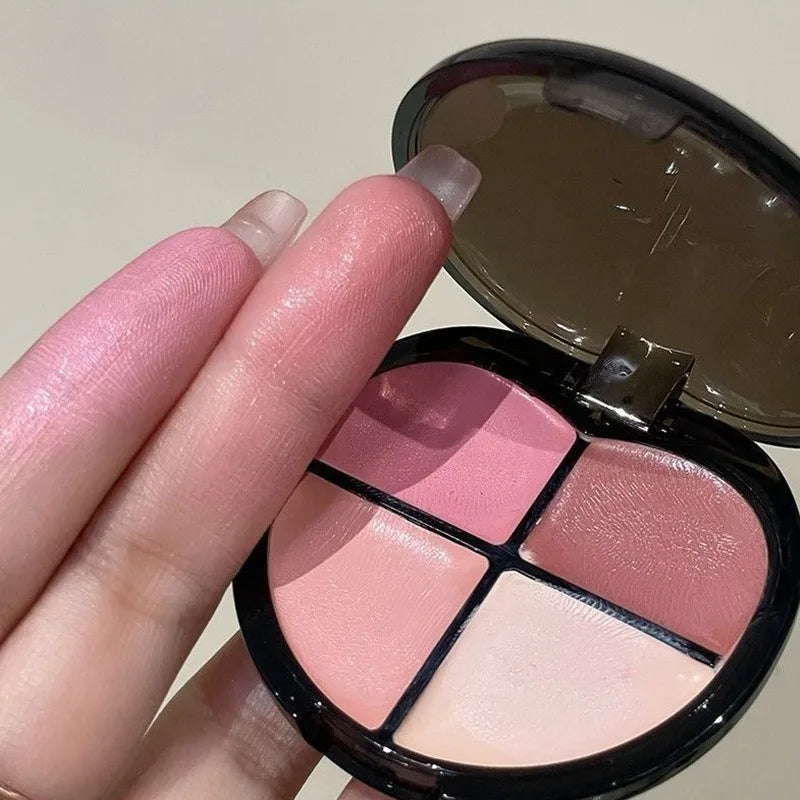 4-Color Cream Blush Palette | Dewy Shimmer K-Beauty Glow Cream Blush Palette PRIMED