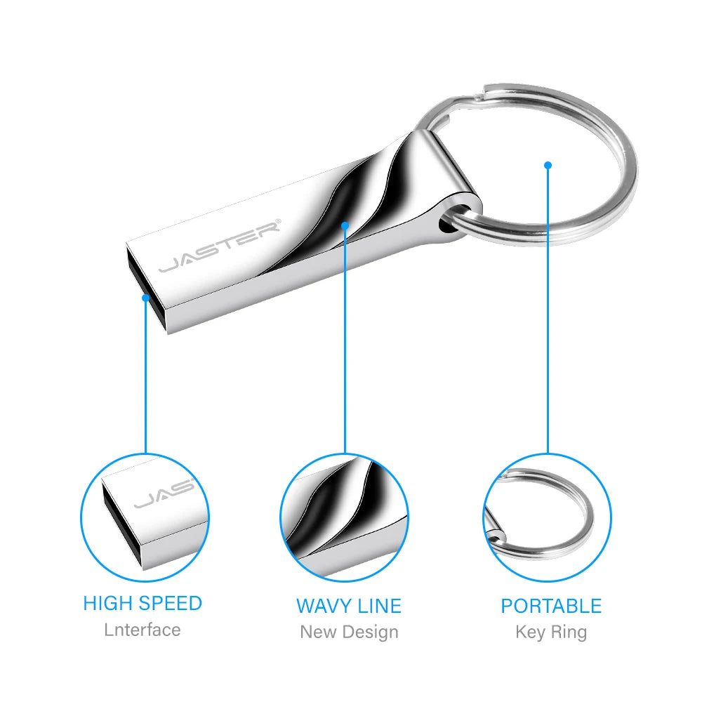 JASTER 128GB USB 3.0 Metal Flash Drive – Wave Keychain Design USB Flash Drive PRIMED