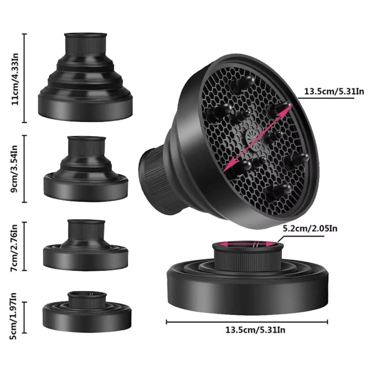 Universal Silicone Hair Dryer Diffuser – Foldable & Washable