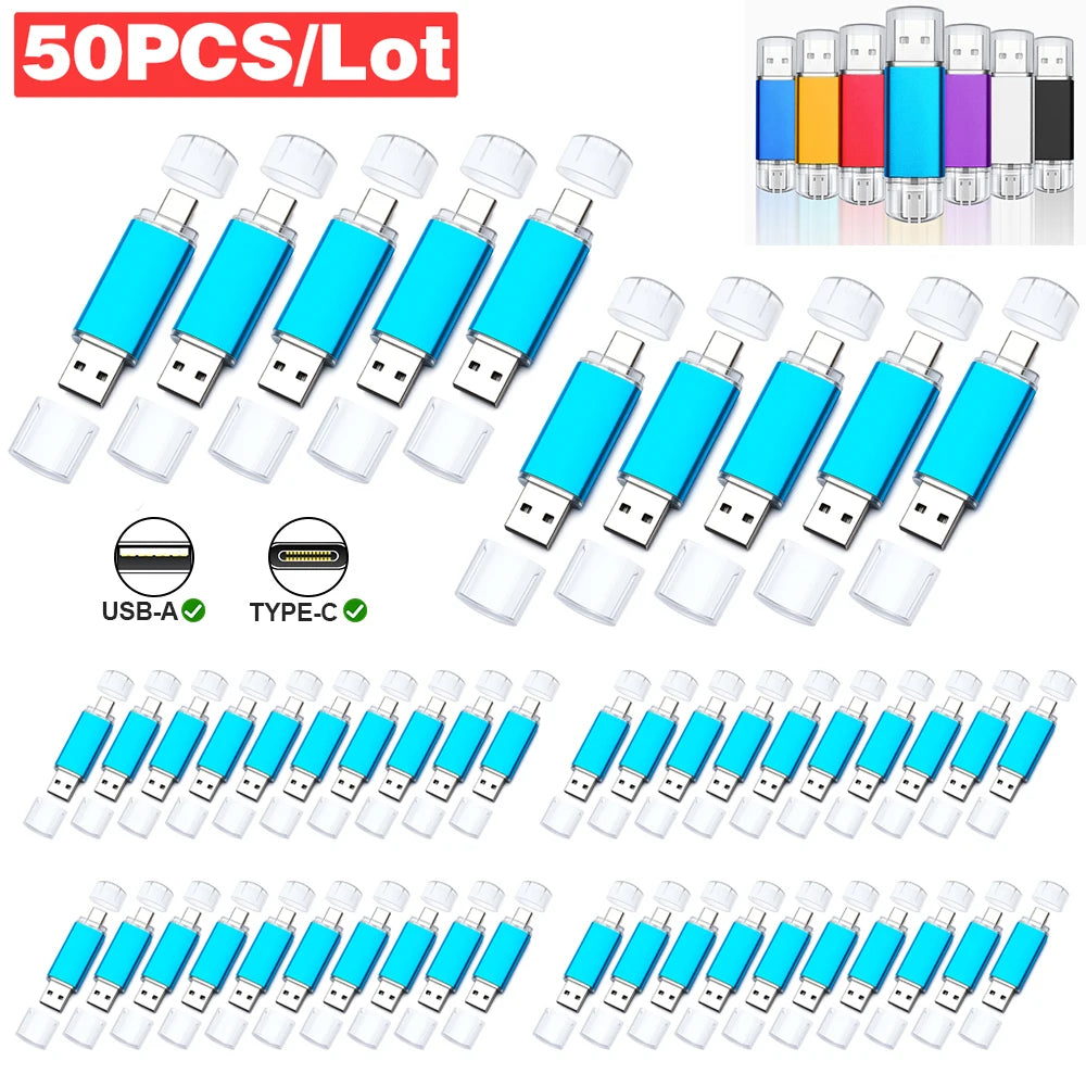 50-Pack USB Type-C Flash Drives 4GB–128GB | Bulk Memory Sticks USB Flash Drive PRIMED