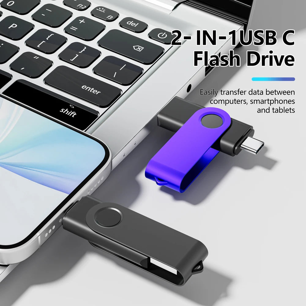 USB & Type-C 2-in-1 Flash Drive 4GB–128GB | Keychain Pendrive