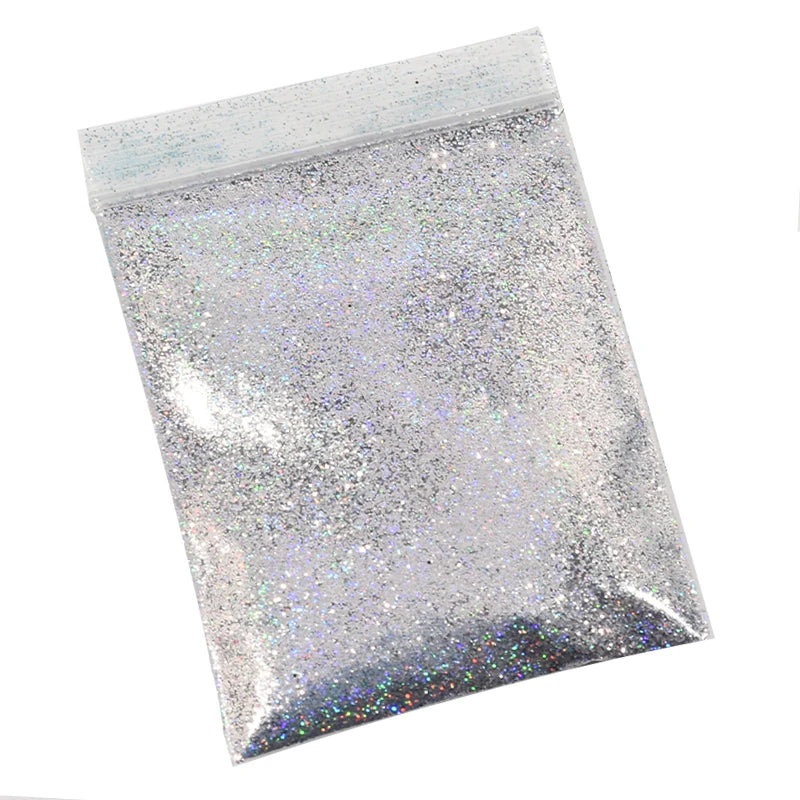 Holographic Nail Glitter Powder 10g – Silver & Gold Laser