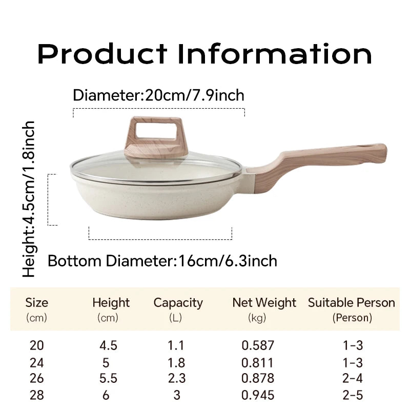 DONNOR Nonstick Frying Pan with Lid – Induction Compatible 28cm Nonstick Frying Pan PRIMED